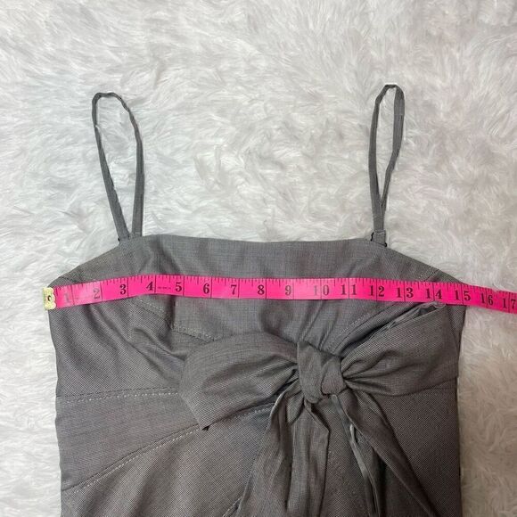 Ted Baker Grey Dress Bow Spagetti Strap Size 2 Wool Silk Blend Fitted Sheath - Picture 7 of 11